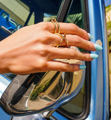 Gold Skinny Crisscross Band Ring